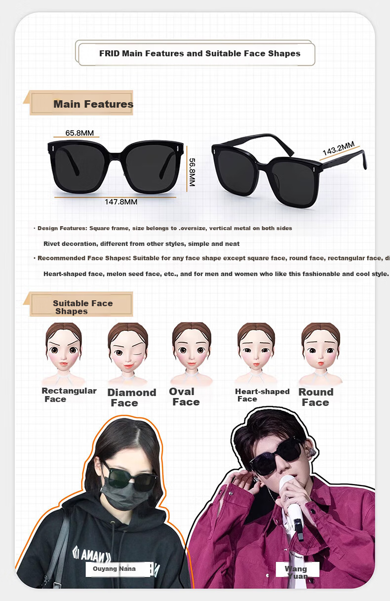 GOGOSOON Internet-Famous GM Sunglasses for Women, 2025 New High-End Square And Round Face Sunglasses, UV Protection, Suitable for Nearsighted Glasses, Men's Sunglasses 10