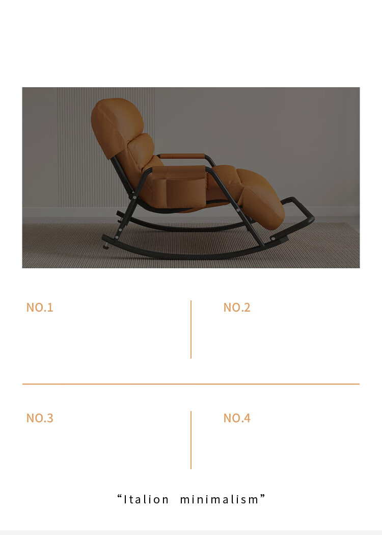 Warner New Rocking Chair Adult Recliner Lazy Sofa Single Sofa Chair for Sitting, Lying, and Sleeping Bedroom Balcony Nap Chair LZ058 2