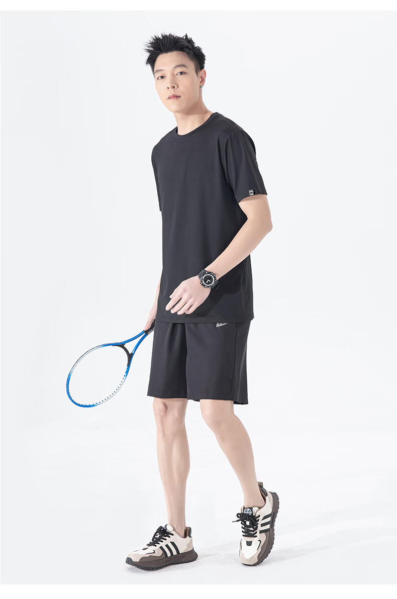 Huili Men's Sports Set, Summer Short-Sleeve T-Shirt, Breathable Quick-Dry Shorts, Casual Undershirt, Running Fitness Five-Point Shorts 12