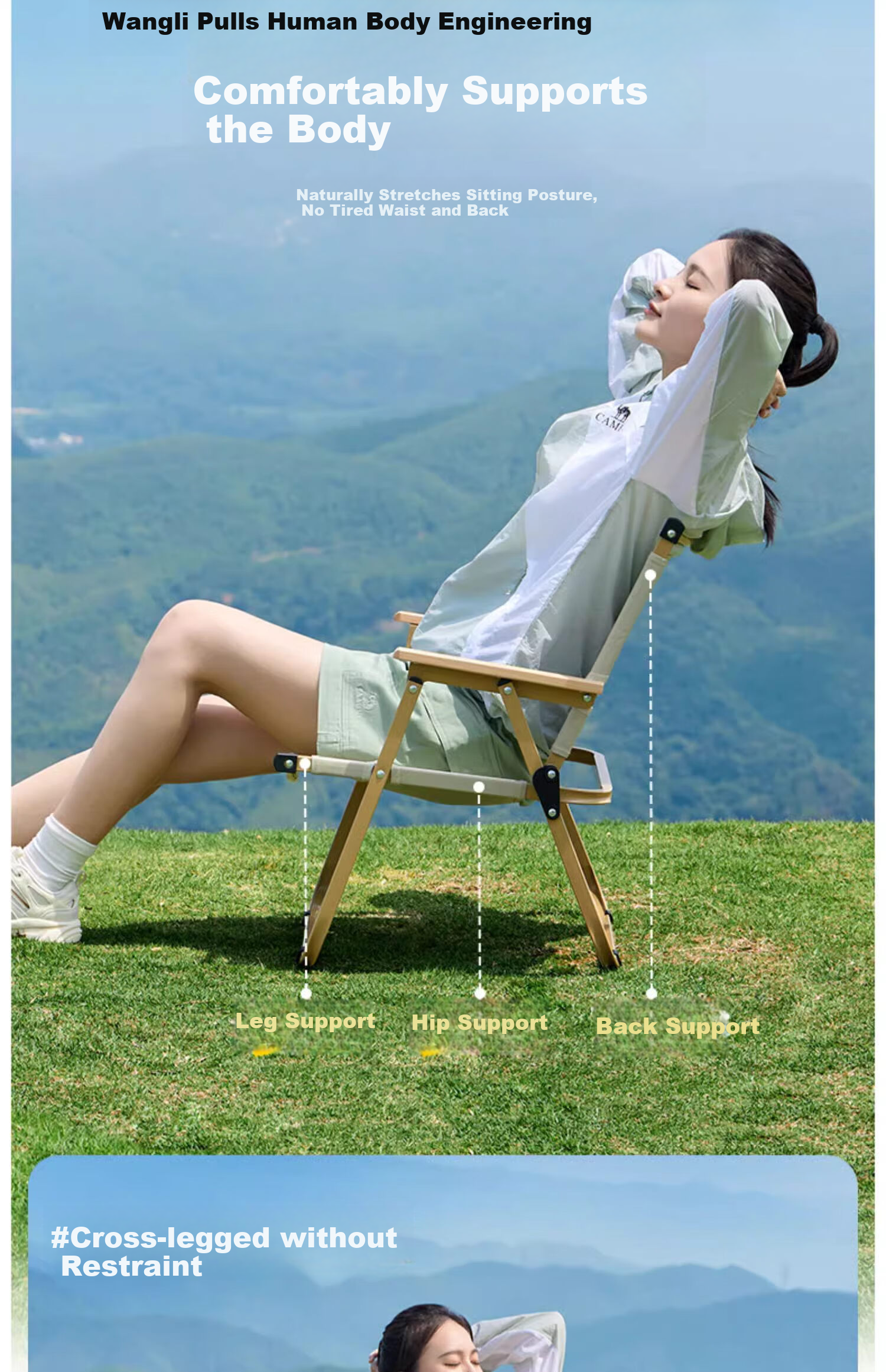 CAMEL Outdoor Kamilite Chair, Outdoor Picnic Camping Chair, Folding Camping Chair, Fishing Sketching Chair, Equipment Table And Chairs D619 11