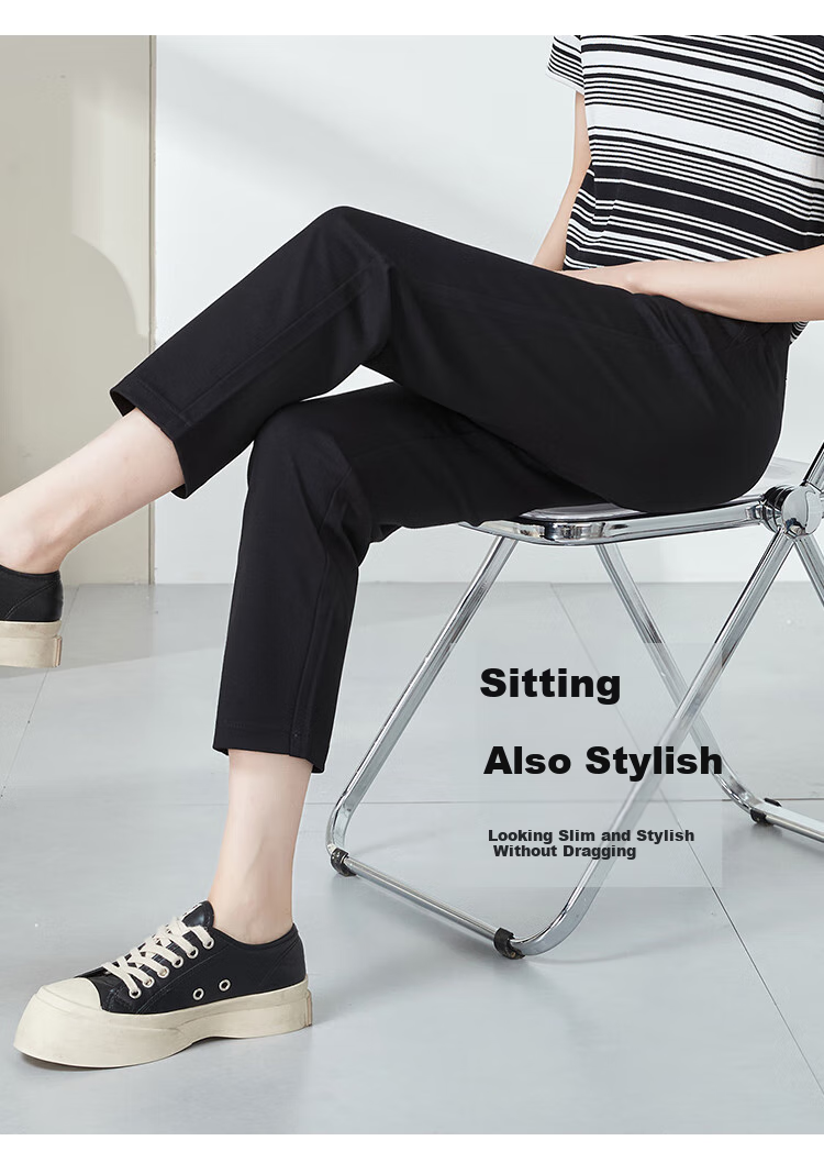 ESE-Y Nine-Tenths Black Straight-Leg Jogger Pants Summer Casual Cigarette Pants, Black, Size 31 3
