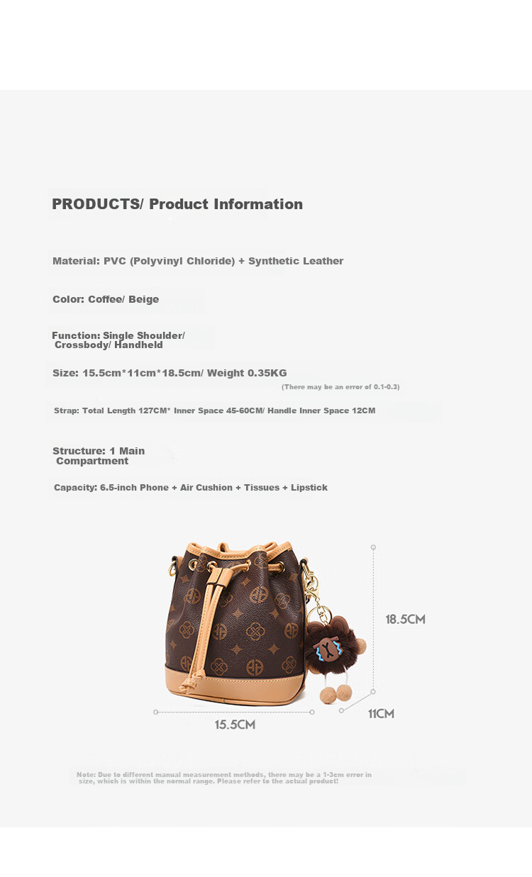 Aokang Women's Handbag, Trendy Large Capacity Bucket Bag, Light Luxury Crossbody Shoulder Bag, Birthday Gift for Girlfriend Or Wife 8