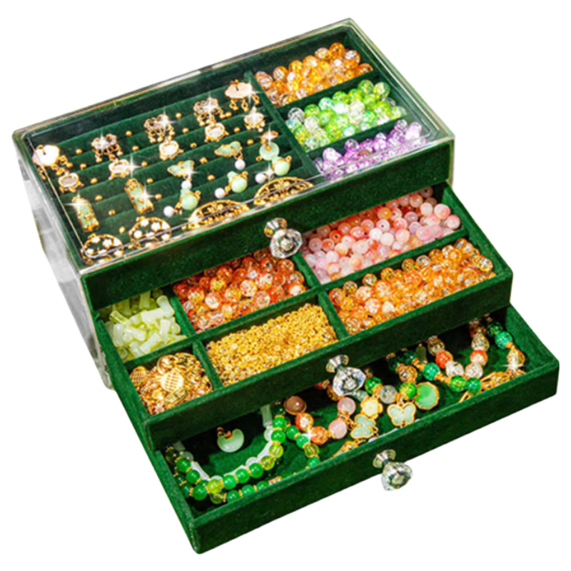 Luoli Girls' Birthday Gift, Vintage Style Beaded Gift Box, DIY Handmade Toy, Jewelry Box for Children Aged 8-12, Girls' Gift Set