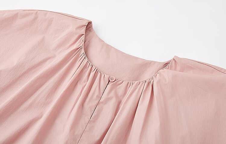 Demana Soft Mist Morandi Summer French Style Pure Cotton Round Neck Design Split Loose Waist Short Sleeve Women's Dress 11
