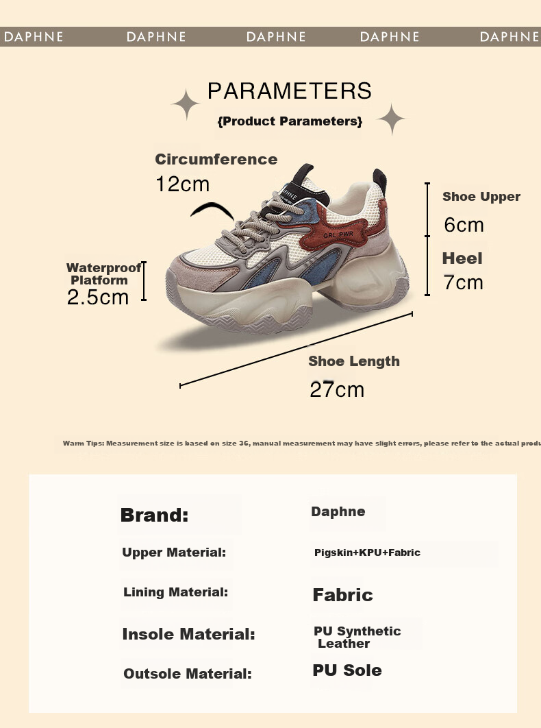 DAPHNE Fashion Color-Block Dad Sneakers for Women, Thick-Soled High Heel Sports Casual Shoes, Trendy Comfortable Women's Shoes, Gray Blue, Size 40 1
