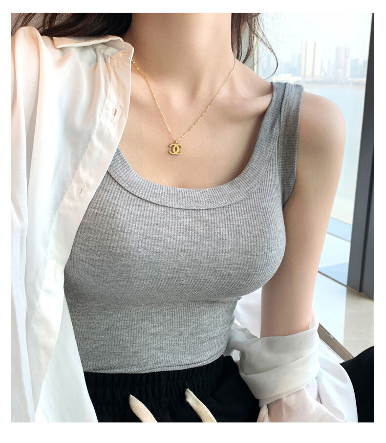 Langsha Women's Summer 2026 New Ribbed Slim Fit Camisole Tank Top for Layering and Outerwear 21