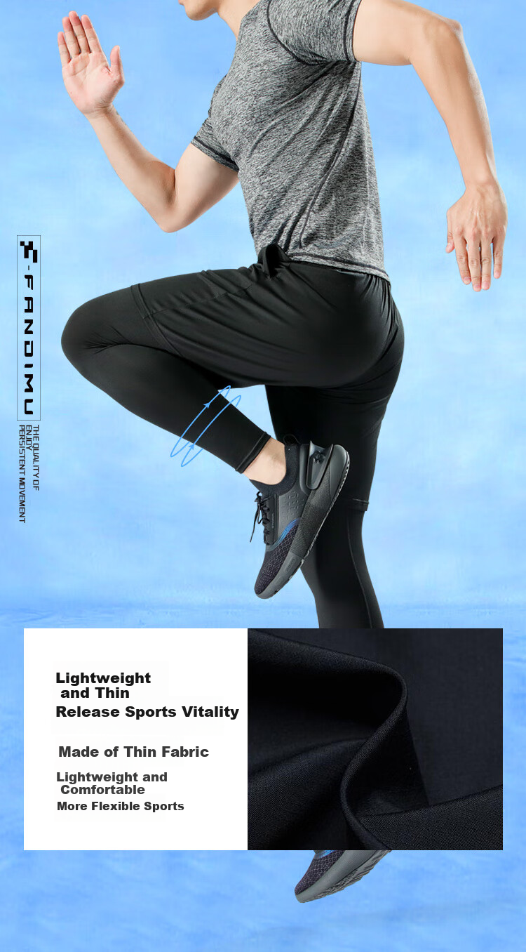 FANDIMU Men's Sports Pants, Breathable Quick-Dry Running Marathon Fitness Soccer Basketball Shorts Long Pants Summer Miracle Pants 4