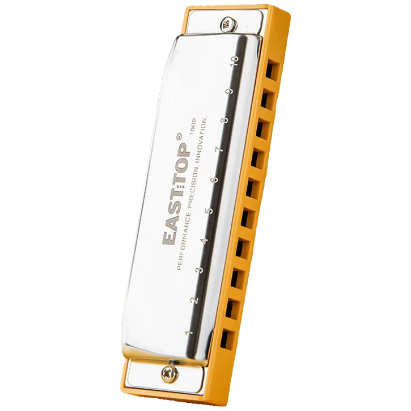 EAST TOP Blues Harmonica 10-Hole Embedded T009 PADDY Key of C Yellow Limited Edition Beginner Recommended