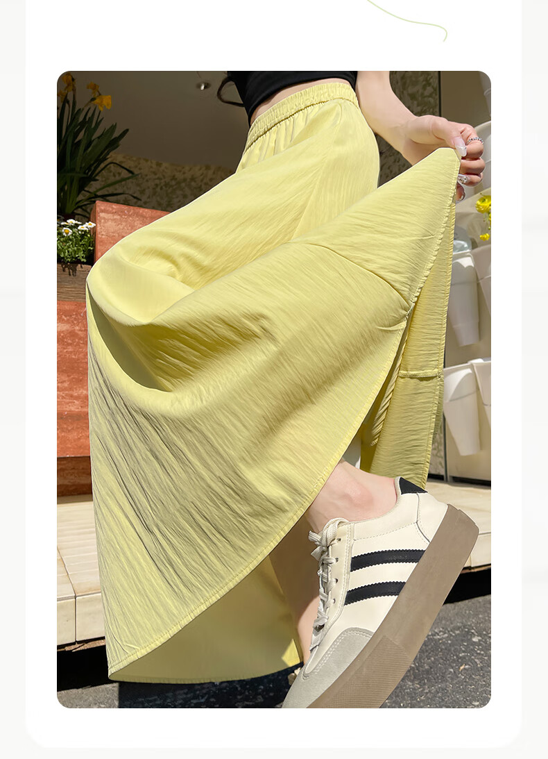 BOPRUIEY Women's Summer Skirt, 2026 Latest Style, Loose High-Waist Draping Ice Silk Yamamoto Skirt, Casual White A-Line Long Skirt 3