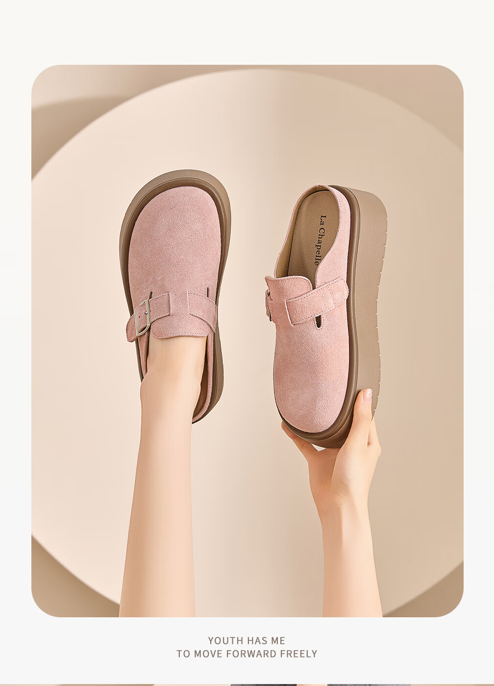 La Chapelle Women's Birkenstock Style Height Increasing Open Toe Slip-On Shoes Pink Size 38 13