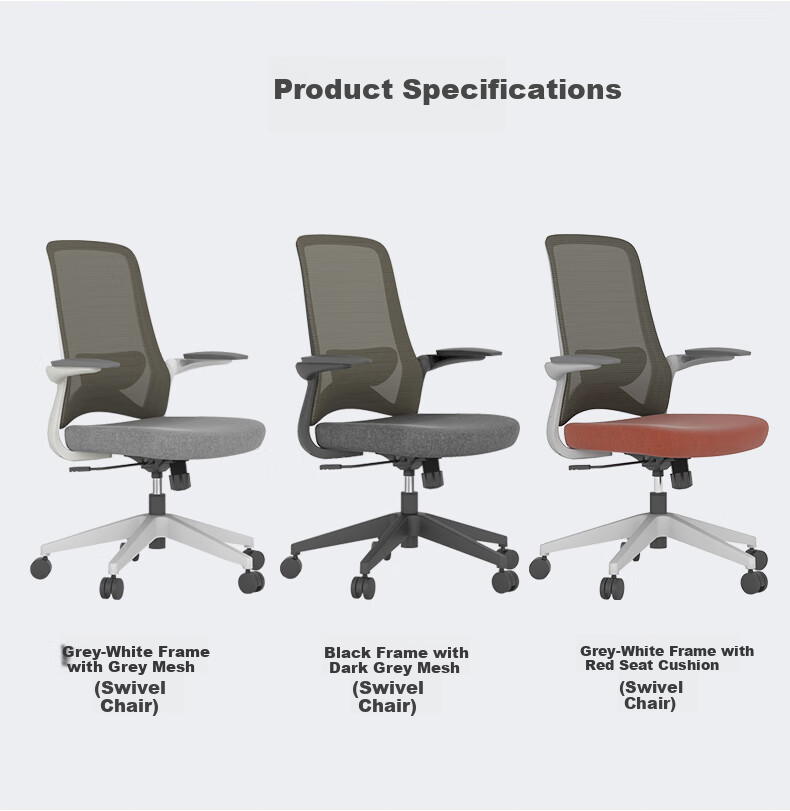 AURORA CELT Dolphin Computer Chair, Office Chair, Simple Mid-Back Adjustable Seat Chair with Flip-Up Armrests And Reversible Backrest 12