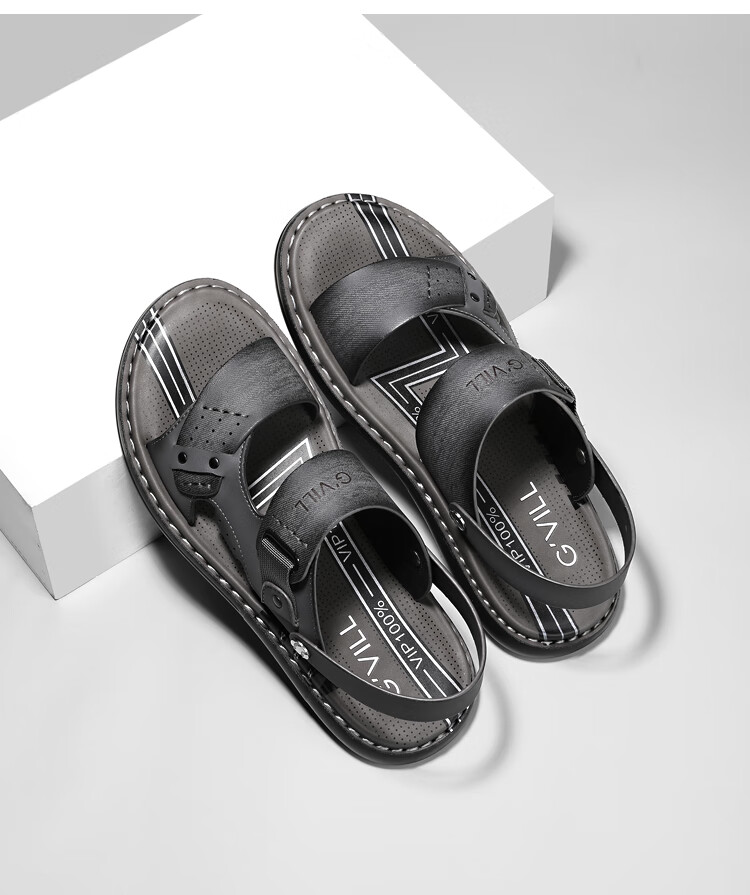 Guizhibu Summer New Versatile Thick-Soled Non-Slip Beach Shoes, Sandals for Outdoor Wear, Breathable Casual Shoes, G307, Gray, Size 40 13