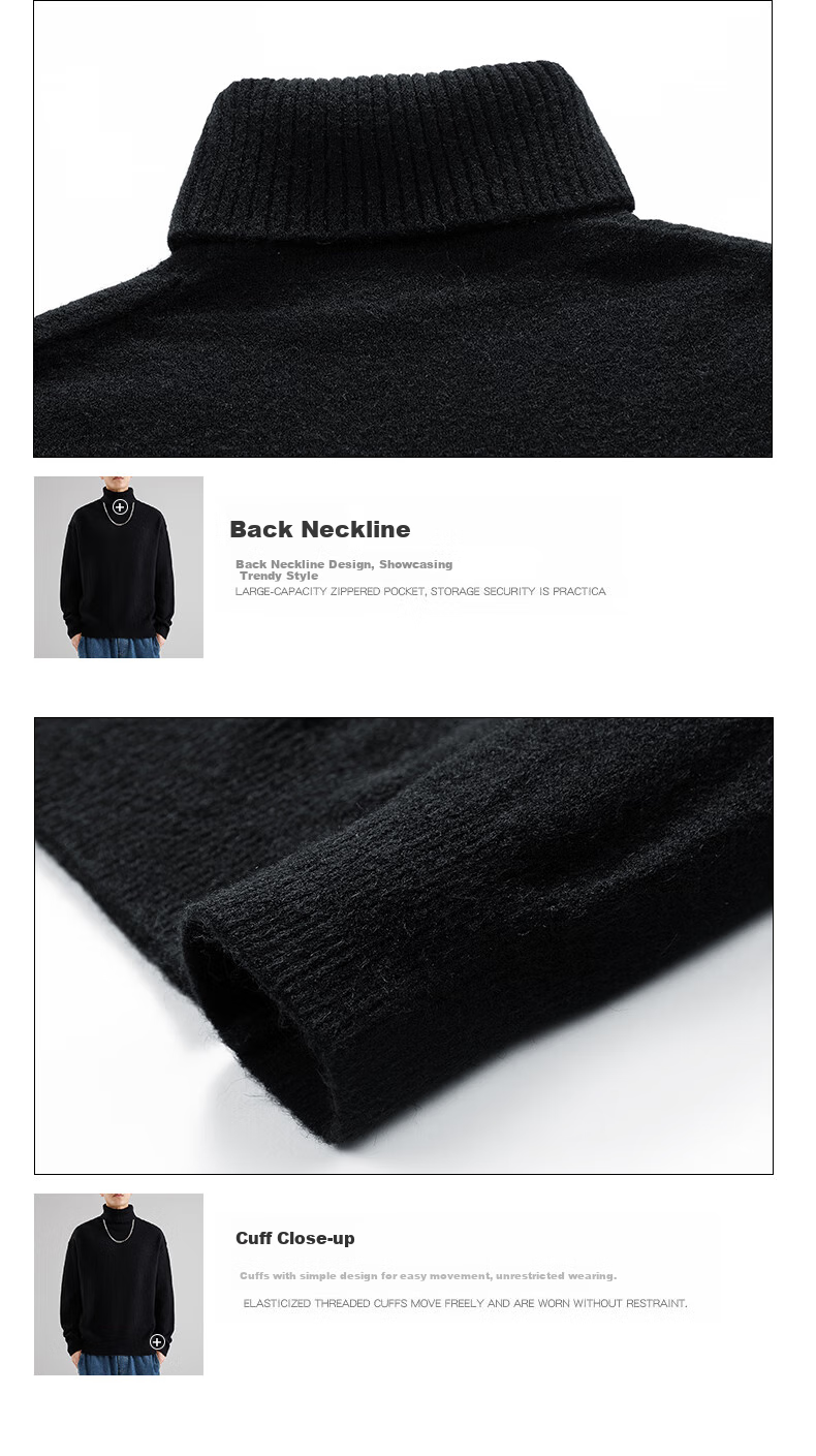 Dingfengbaoluo High Neck Sweater Men Autumn Winter Lazy Style Knitwear Loose Warm Base Shirt Top DFL55 Gray 3XL 19