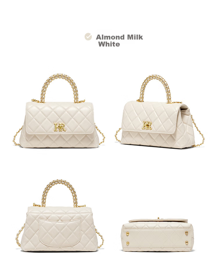 HR Women's Handbag, Top-Grain Leather Shoulder Crossbody Bag, Fashionable Diamond Pattern Tote Bag, Birthday Gift for Wome 17