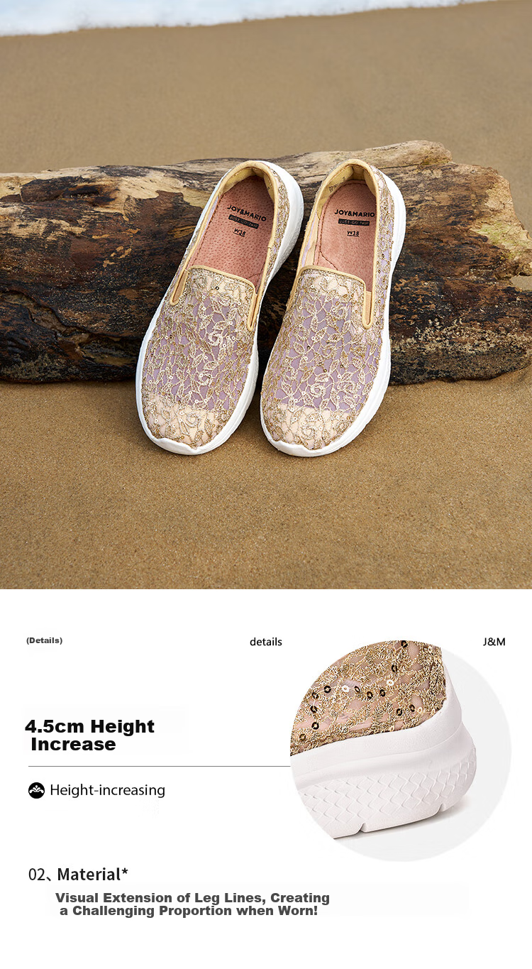 J&M Walking Shoes for Women, Summer Middle-Aged And Elderly Breathable Soft Sole Non-Slip Mesh Slip-On Mom Shoes, Beige, Size 40 5