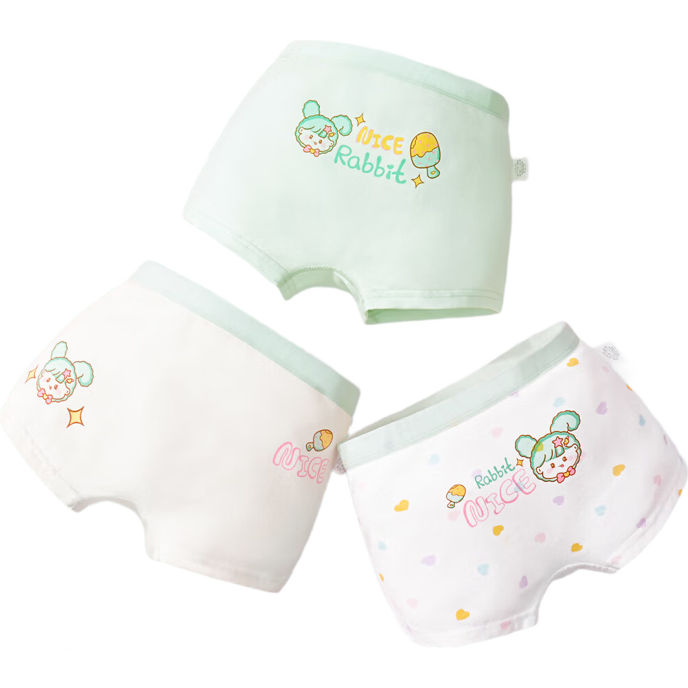 DEESHA Girls' Underwear, Children's Boxer Briefs, Youth And Toddler Shorts, 3-Pack, Ice Cream Girl Design, Size 160