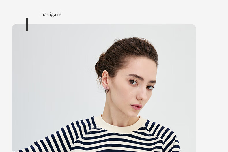 Navikail Italian Small Sailboat Women's Cotton Loose Long Sleeve Sweatshirt Striped Crew Neck T-Shirt 2315005501 Red White L 8