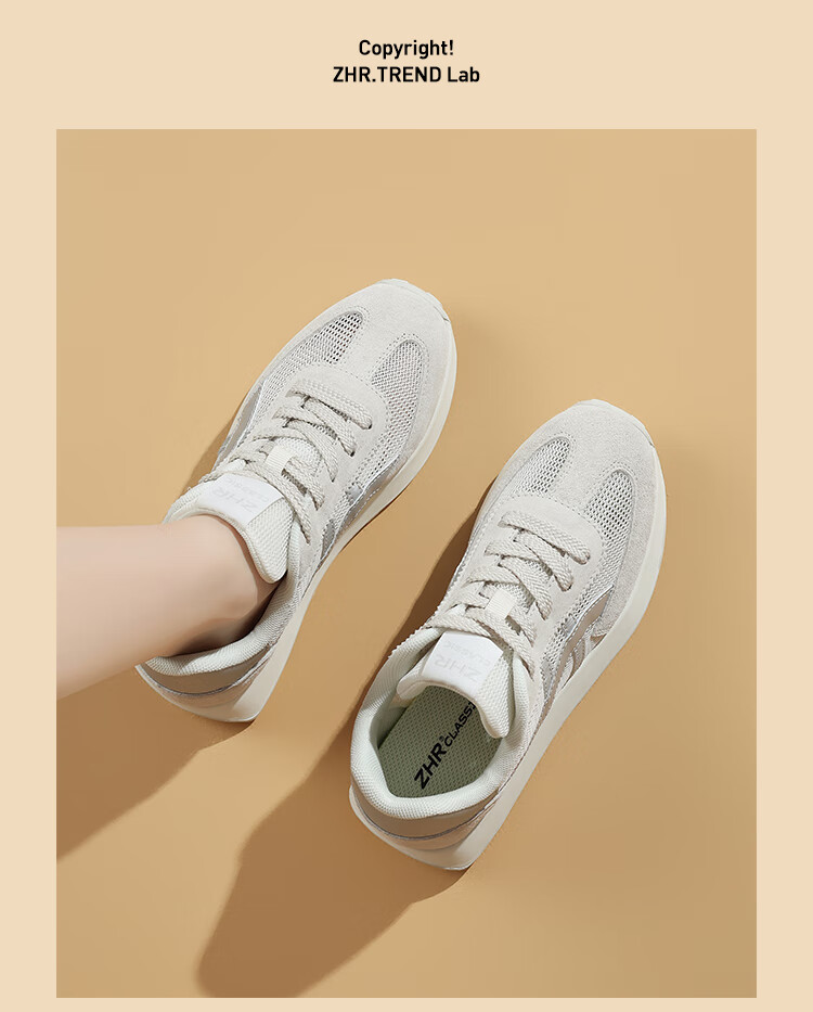 ZHR Women's Casual Shoes, Fashionable Comfortable Running Height-Increasing Women's Shoes, Thick-Soled Versatile Training Shoes, AK199 White Silver, Size 39 19