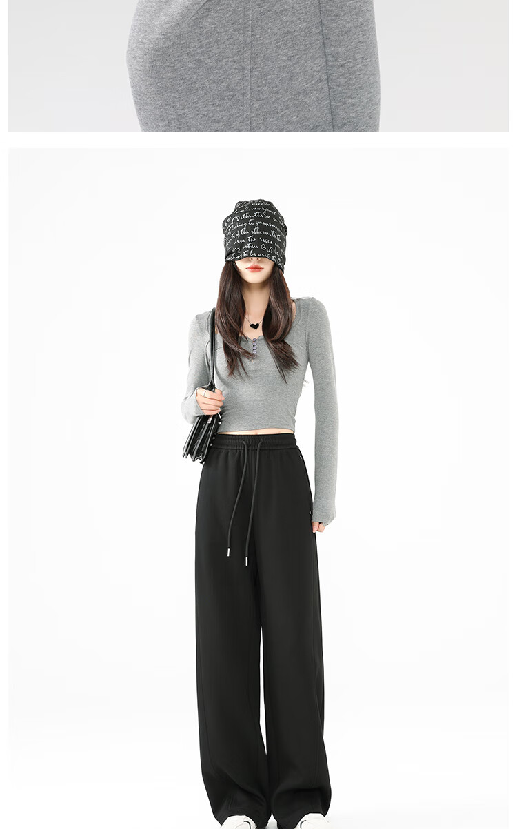 Xueqiman Studded Wide-Leg Pants for Women 2026 Spring New High-Waist Slimming Scythe Pants Loose Hip-Covering Straight Casual Trousers for Women 17