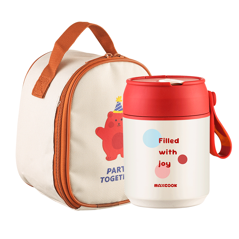 MAXCOOK Portable 316 Stainless Steel Insulated Soup Cup, Breakfast Milk Cup, Water Bottle, Lunch Box with Bag, Spoon, and Straw MCB9699