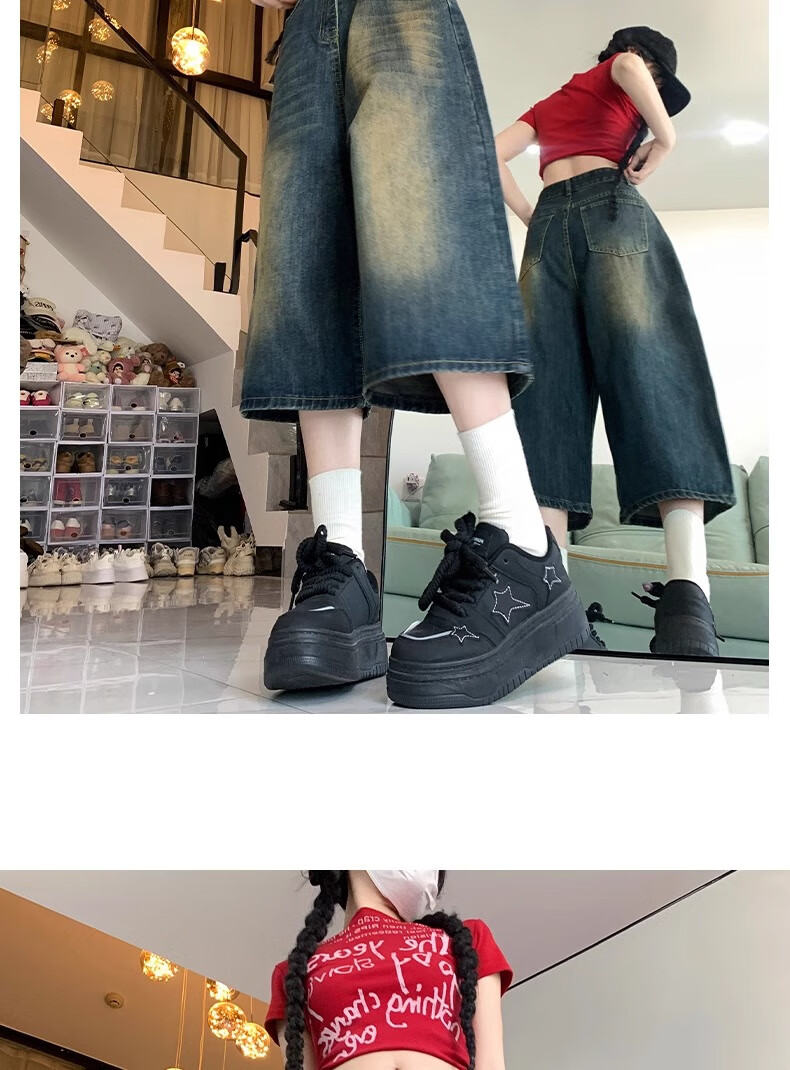 LangSha Women's 7/8 Length Denim Jeans Summer 2025 New Retro High-Waist Slimming Loose Wide-Leg Pants 20