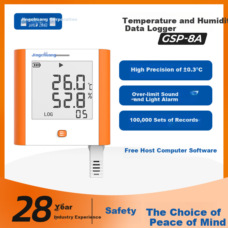 Elitech GSP-8A Temperature And Humidity Logger for Archives, Warehouses, Pharmacies, And Laboratories with High-Precision Thermometer And Hygrometer Probe
