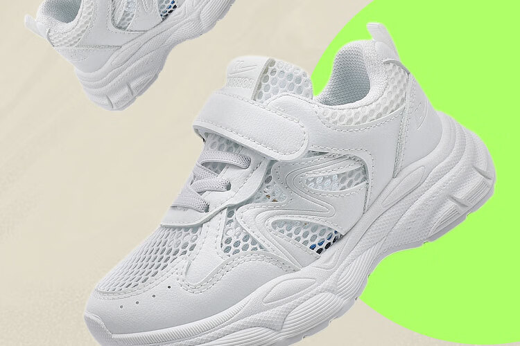 Warrior Children's White Mesh Shoes, Boys And Girls Running Shoes with Velcro Straps, WZ(CL)-0990, White, Size 37 2