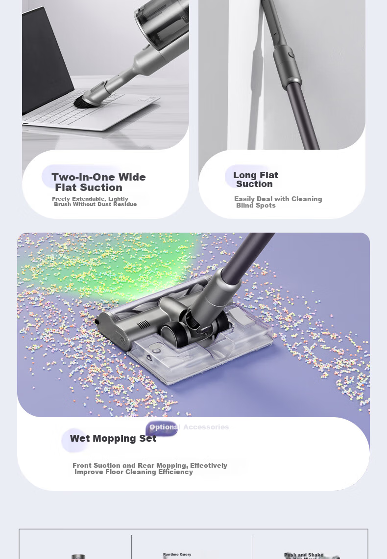 Haier Cordless Vacuum Cleaner with Long Battery Life, Handheld, Green Light Dust Indicator, Portable Cleaning And Dust Removal Machine [With Integrated Suction And Mopping Water Tank + Mattress Mite Removal Brush] S2 [New Year Gift] 12