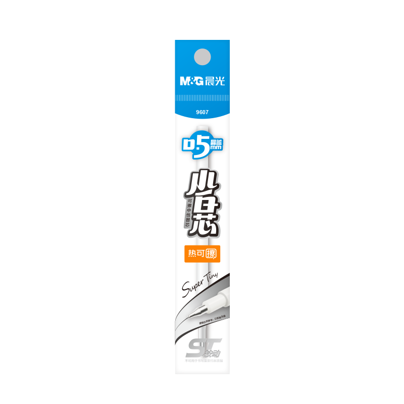 M&G Stationery 0.5mm Heat Erasable Crystal Blue Retractable Gel Pen Refills ST Ultra Fine Refill for Students Exam Office Use 10 Pieces/Box 9607B2(AKR60112)