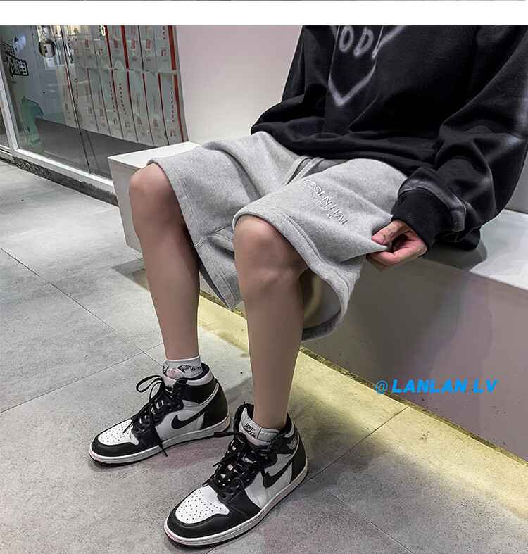 IZEXX Casual Shorts for Men, Summer Lightweight American High Street Loose Fit Sports Beach Shorts, Versatile IZ67 Gray M 13