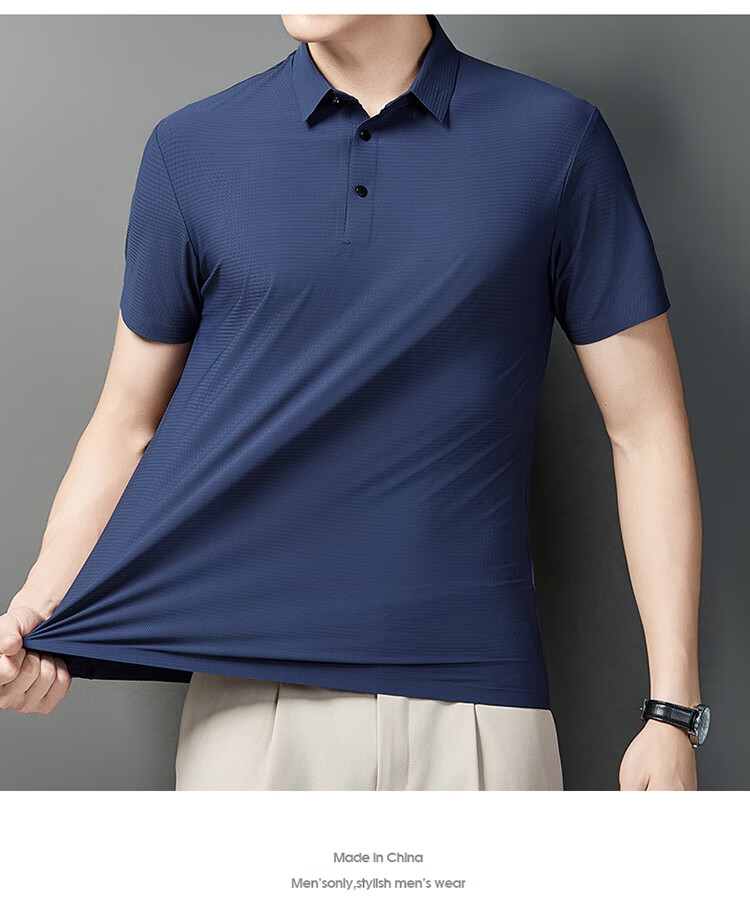 LangSha Polo Shirt for Men, Summer Sports T-Shirt, Loose-Fitting Cool Ice Silk Collar, Short Sleeve Fitness Running Father's Day Gift 17