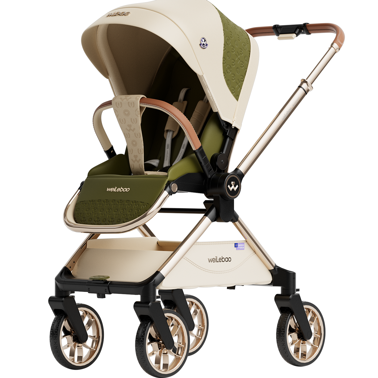 Welebao Huhangjia Baby Stroller Convertible Recline One-Key Folding Reversible High Landscape Lightweight Newborn Infant Pushchair B