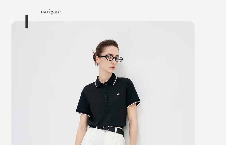 Navigare Women's Basic Collared T-Shirt, Commuter Short-Sleeve Polo Shirt, 2325525529 36