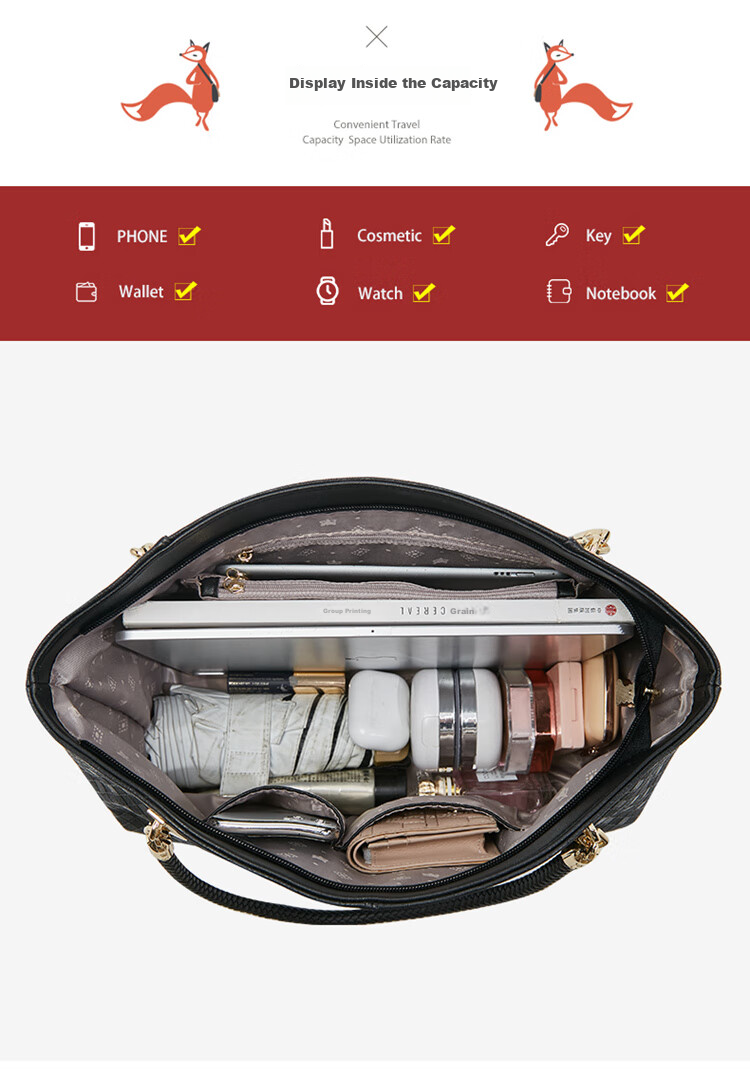 FOXER Top-Grain Leather Women's Handbag, Large Capacity Shoulder Bag, Tote Bag, Valentine's Day Gift for Wome 2