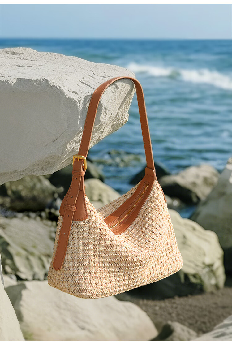 Mood New Casual Vacation Beach Bag, Hobo Underarm Bag, Commuter Tote Crossbody Woven Bag, Birthday Gift 2
