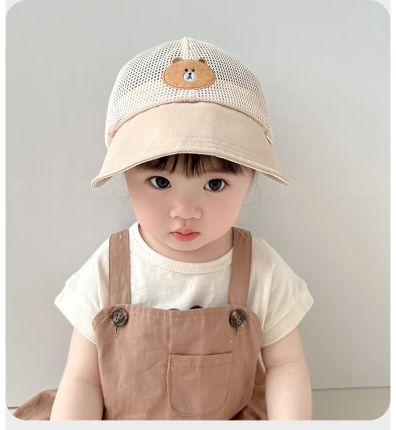 Aibao Baby Hat Spring and Autumn Cartoon Baseball Cap for Kids Outdoor Sunshade Blue Bear T150 34