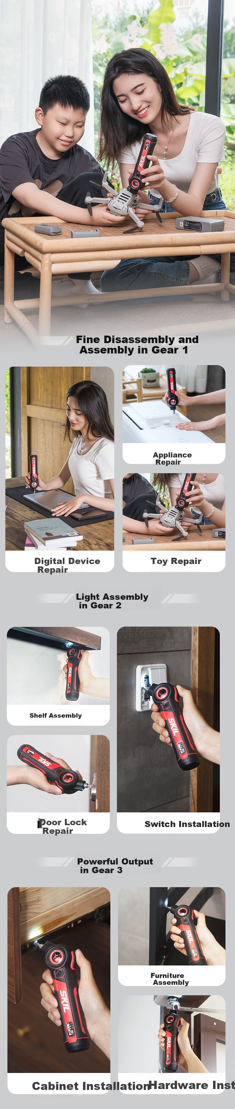 SKIL Household Electric Screwdriver, Multi-Angle Adjustable Tool Set, Screwdriver, Electric Screwdriver, 5619 4