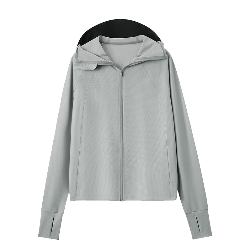 JD Original Sun Protection Jacket for Women, Breathable UV-Resistant Hooded Lightweight Coat, Loose-Fitting Versatile New Style, Light Gray, XS
