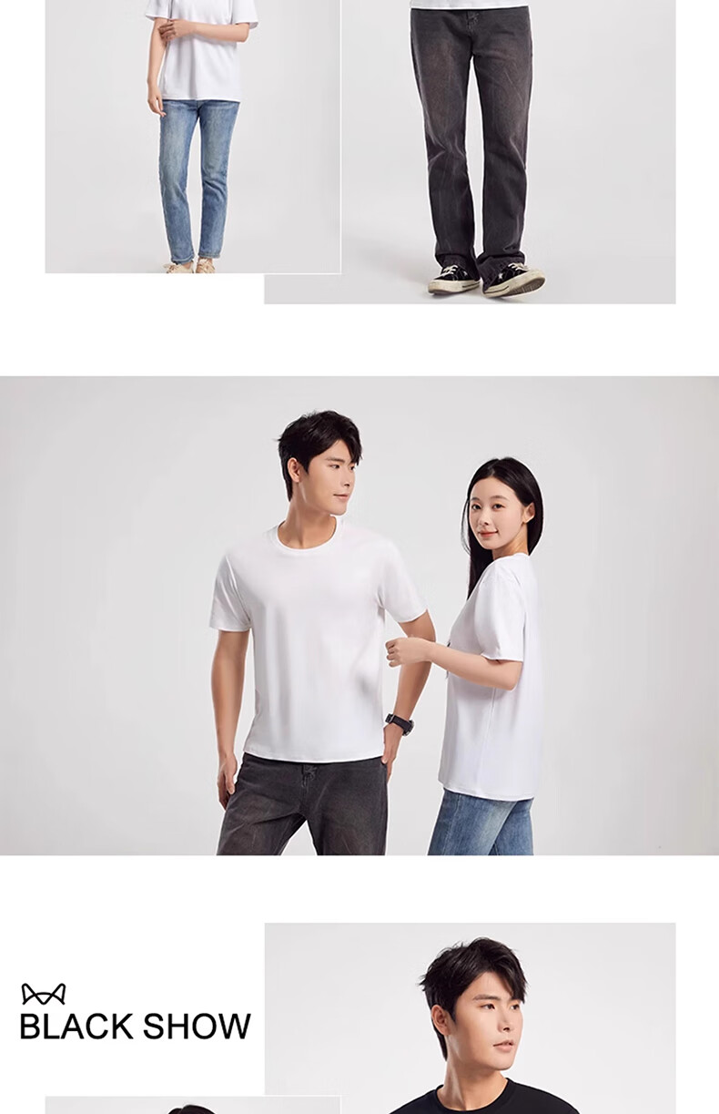 MiiOW Pure Cotton Short Sleeve Men’s T-Shirt [7A Antibacterial Six Protection] Couple’s Pure White T-Shirt Spring Summer Women’s All Cotton Base Shirt 15
