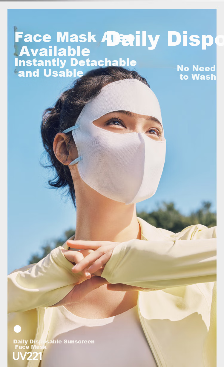 Beneunder Daily Disposable Sun Protection Face Mask for Women, Full Face UV Protection Mask, Twilight Black (X7) UV221 1