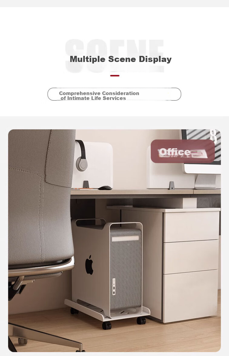 Youhuoda Desktop Computer Tower Stand, Under-Desk Storage Rack, Mobile Caster Case Base Tray Bracket, Floor-Standing Drag Board 3