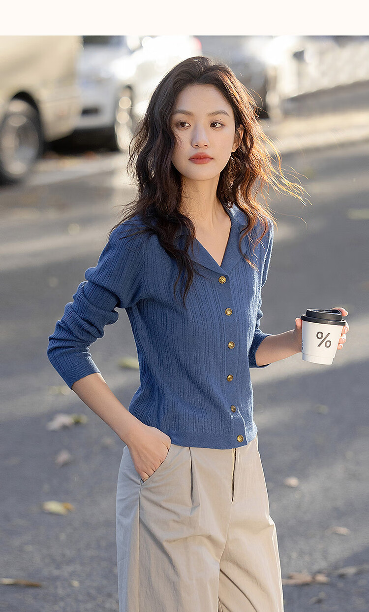 Dme [OL Online Flirtation] Winter Retro Hong Kong Style Metal Button Knit Sweater, Slim Fit Sexy Knitted Cardigan Women's Top 14