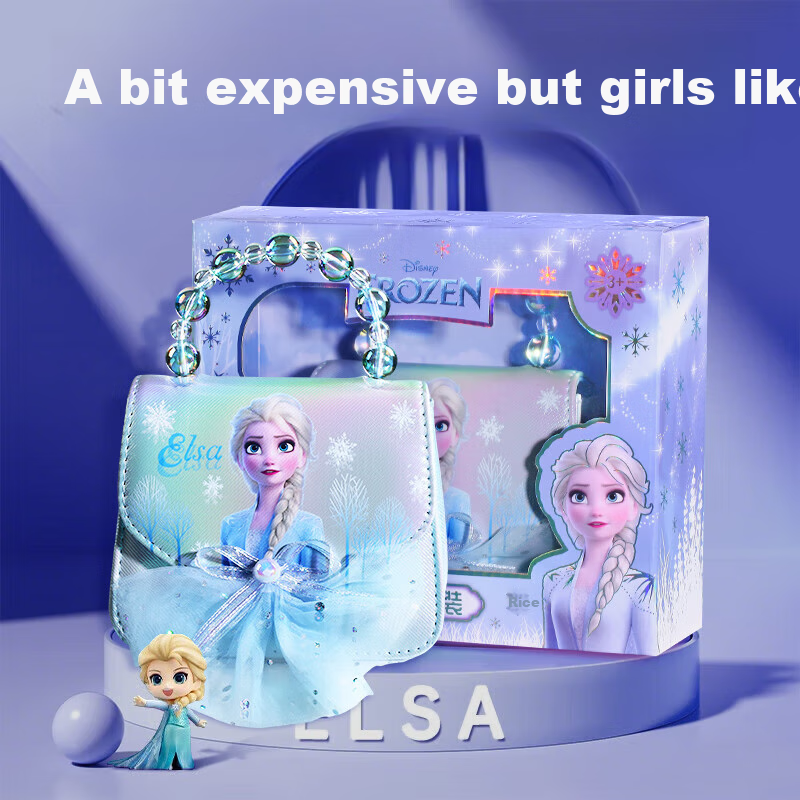 Disney Elsa Princess Handbag, Children's Toy, Birthday Gift for Girls Aged 3-6 Elsa Tote Bag, Suitable for Ages 7-14