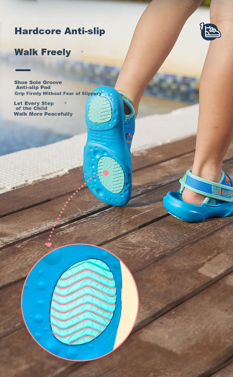DECATHLON Children's Sandals, Big Kids' Baby Princess Pool Shoes, IVL4 Light Blue Little Tiger, Size 28/29-4463426 2