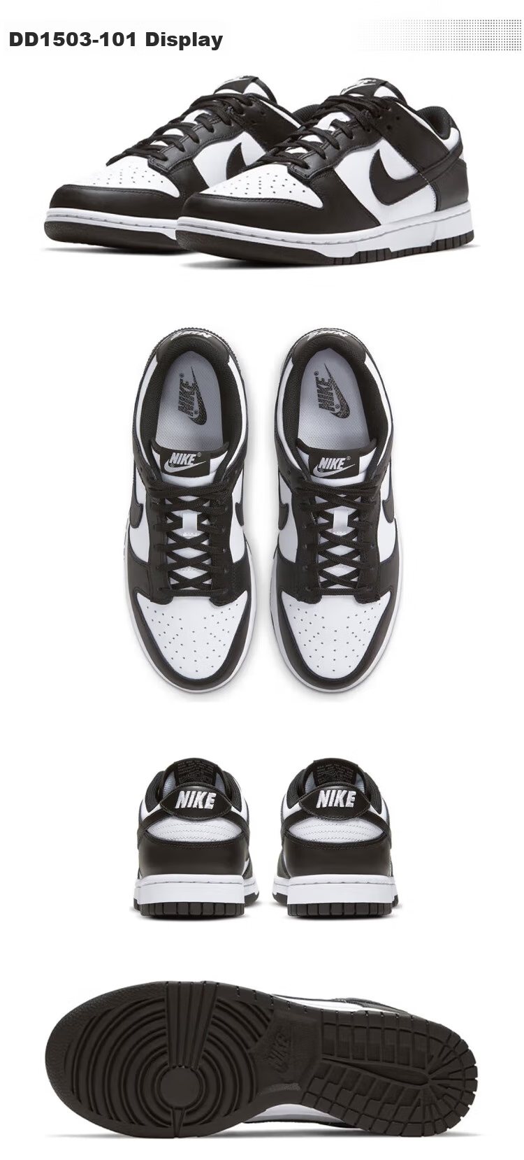NIKE Women's Casual Skateboarding Shoes, DUNK Sneakers, DD1503-101, White And Black, Size 36 3