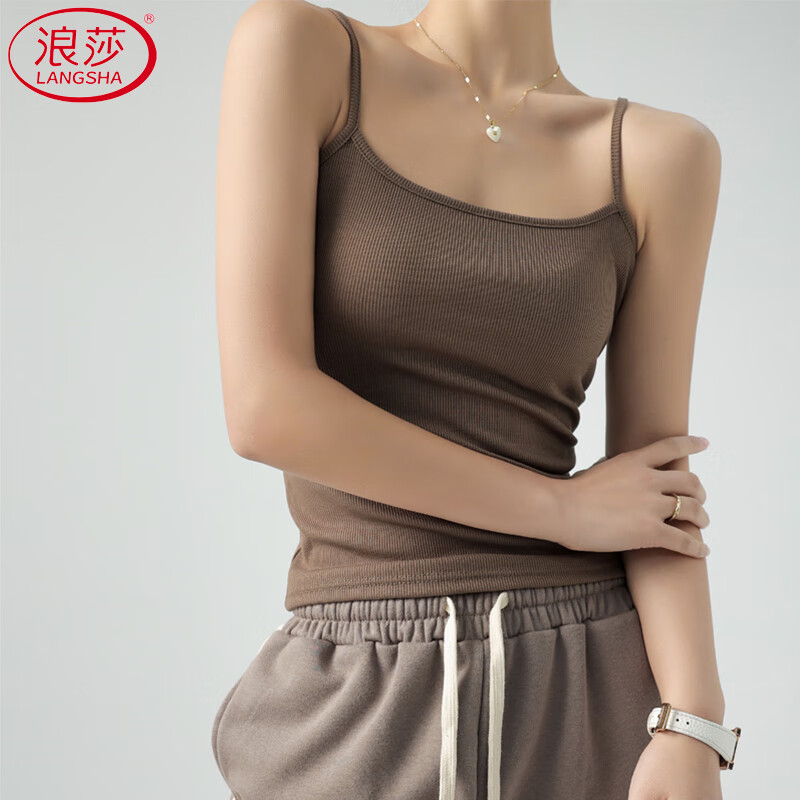 LangSha Women's Slim Fit Small Strap Vest Summer 2025 New Sleeveless Backless Outerwear Tank Top