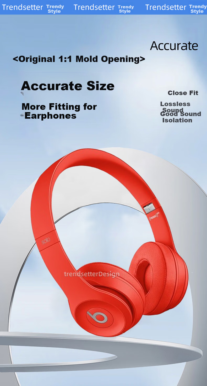 Trendsetter Earphone Covers Compatible with Beats Solo 3/Solo 2, Wireless Bluetooth Earphone Covers, Foam Ear Tips, Leather Covers, Sponge Covers 1