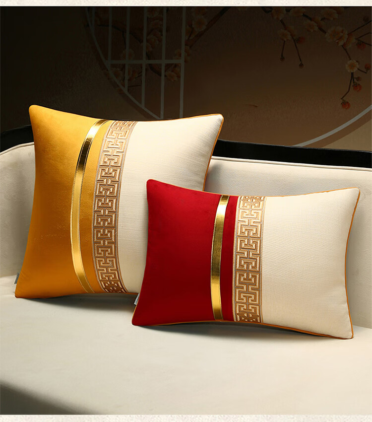 Huamanshengting Pillow, Luxurious Sofa Cushion, Backrest, Car Seat Cushion, Lumbar Support, Fuzezheng Deep Blue, 45*45cm 1