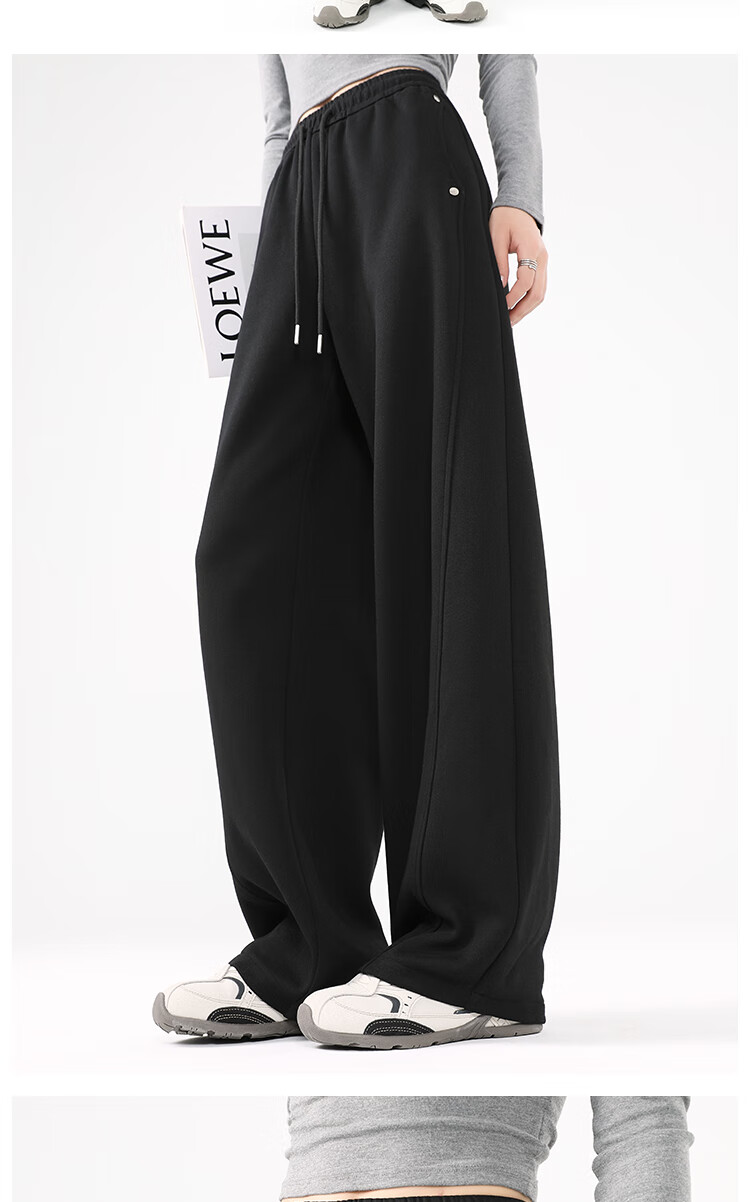 Xueqiman Studded Wide-Leg Pants for Women 2026 Spring New High-Waist Slimming Scythe Pants Loose Hip-Covering Straight Casual Trousers for Women 18