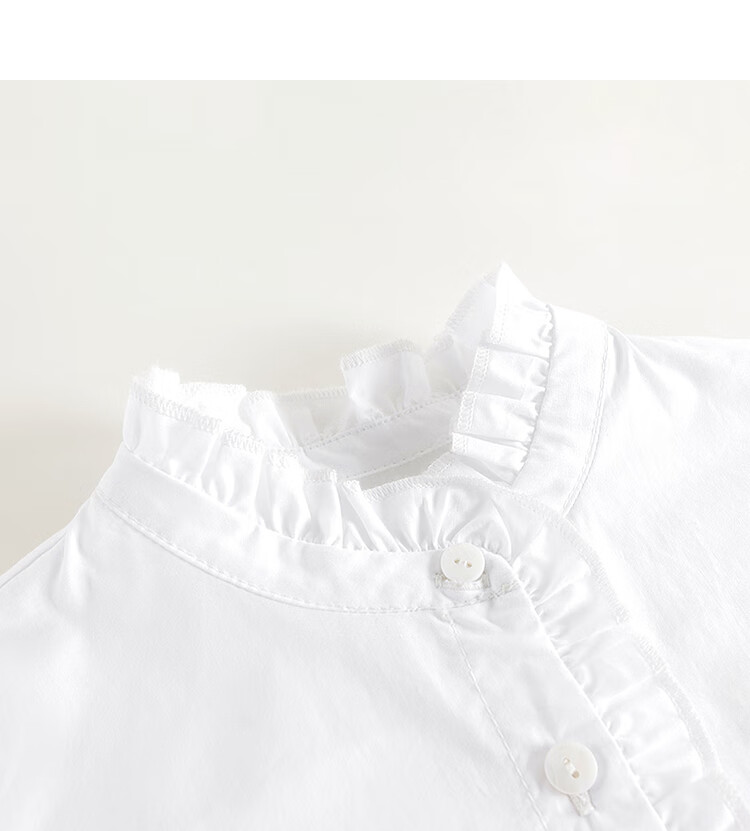 MARC&JANIE Girls' Vintage Lace Stand-Collar Denim Shirt, Children's Blouse, Spring 2025 Collection, 250171 5